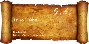 Inhof Aba névjegykártya
